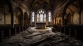 ancient vintage authentic damaged cathedral interior