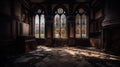 ancient vintage authentic damaged cathedral interior