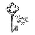 Ancient vintage key with forging. Royalty Free Stock Photo