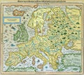 Ancient vintage map of Europe. 1595 Royalty Free Stock Photo
