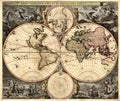 Ancient Vintage World Map golden amber coffee quality prime superior mappa mundo world continents poster