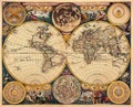 Ancient Vintage World Map golden amber coffee quality prime superior mappa mundo world continents poster