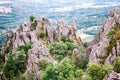 Ancient volcanic rocksand mountain that rise high out of fertile plains, Borac village, Serbia Royalty Free Stock Photo