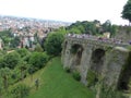 Ancient wall on a citypark to Bergamo in Italy.