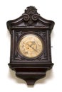 Ancient wall clock from carved wood Royalty Free Stock Photo