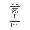ancient wall clock in outline style. showing four o\' clock. vector illustration. Royalty Free Stock Photo