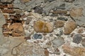 ancient wall of cobblestones and red bricks Royalty Free Stock Photo