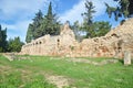 The ancient wall of Daphni Monastery Athens Greece Royalty Free Stock Photo