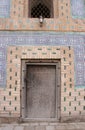 Ancient wall and door with ornament. Interior decoration of the Tosh-Hovli palace Royalty Free Stock Photo