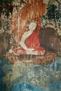 Ancient wall paint At Wat Ubosottharom, Uthai Thani province, Th
