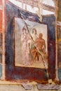 Ancient wall painting of Hercules, Minerva and Juno in Herculaneum, Italy