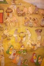 Ancient miniature wall painting of Patwon Ki Haveli in Jaisalmer, India Royalty Free Stock Photo