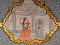 Ancient wall painting at Patwon Ki Haveli in Jaisalmer, Rajasthan, India Royalty Free Stock Photo