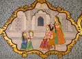 Ancient wall painting at Patwon Ki Haveli in Jaisalmer, Rajasthan, India Royalty Free Stock Photo