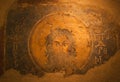 Ancient wall painting with Saint John the baptist Royalty Free Stock Photo