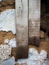 An ancient wall of straw and white paint. Clay wall, clay huts. Antique texture Royalty Free Stock Photo