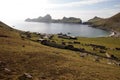 Ancient wall structures and shelters, i.e. cleits, on the remote archipelago of St Kilda, Outer Hebrides, Scotland