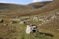 Ancient wall structures and shelters, i.e. cleits, on the remote archipelago of St Kilda, Outer Hebrides, Scotland