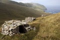 Ancient wall structures and shelters, i.e. cleits, on the remote archipelago of St Kilda, Outer Hebrides, Scotland