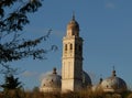 Ancient walls, domes and bell tower of Santa Giustina in Padua in Veneto (Italy)