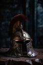 Ancient warrior helmet on a dark background Royalty Free Stock Photo