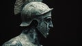 Ancient warrior helmet sculpture on a dark background Royalty Free Stock Photo