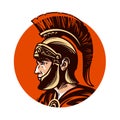 Ancient warrior in helmet symbol. Vector illustration