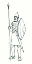 Ancient warrior with a spear. Pencil drawing Royalty Free Stock Photo