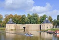 Ancient water gate with a boat, Breda, netherlands