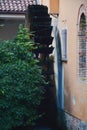 Ancient watermill in Treviso and historical buildings, Italy Royalty Free Stock Photo