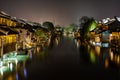 Ancient Watertown in China at night, Wuzhen near Shanghai Royalty Free Stock Photo