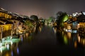 Ancient Watertown in China at night, Wuzhen near Shanghai