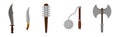 Ancient Weapon with Dagger, Ball-and-chain Flail, Morning Star and Axe Vector Set