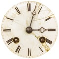 Ancient weathered clock face with cracks Royalty Free Stock Photo