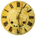 Ancient weathered clock face with cracks Royalty Free Stock Photo