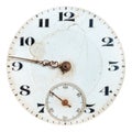 Ancient weathered clock face with cracks Royalty Free Stock Photo