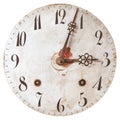 Ancient weathered clock face with cracks Royalty Free Stock Photo