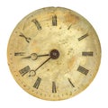 Ancient weathered clock face with faded numbers Royalty Free Stock Photo