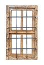 Ancient weathered prison window with rusted steel bars Royalty Free Stock Photo