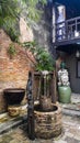 An ancient well made of bricks is housed in an old museum building Royalty Free Stock Photo