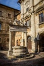 Ancient well on Piazza Grande square in Montepulciano, Tuscany Royalty Free Stock Photo