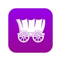 Ancient western covered wagon icon digital purple