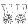 Ancient western covered wagon icon, outline style