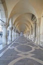 Ancient, white arcade in Venice, nobody in Venice