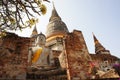 Ancient White Buddha statue at Wat Yai Chaimongkol, Thailand Royalty Free Stock Photo