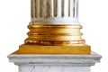 An ancient white marble classical column with gold incrustations