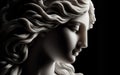 Ancient white marble sculpture head of young woman. Statue of sensual renaissance art era woman antique style Royalty Free Stock Photo