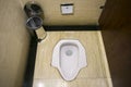 Ancient white squat toilet latrine in Changsha airport, China