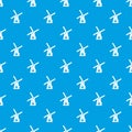 Ancient windmill pattern seamless blue Royalty Free Stock Photo