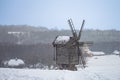 Ancient windmill in Pirogovo ethnographic museum, Ukraine Royalty Free Stock Photo
